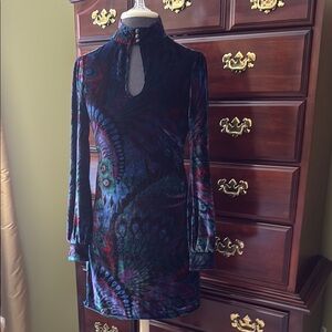 Nanette Lepore Blue Sheath Dress with Bishop Sleeves